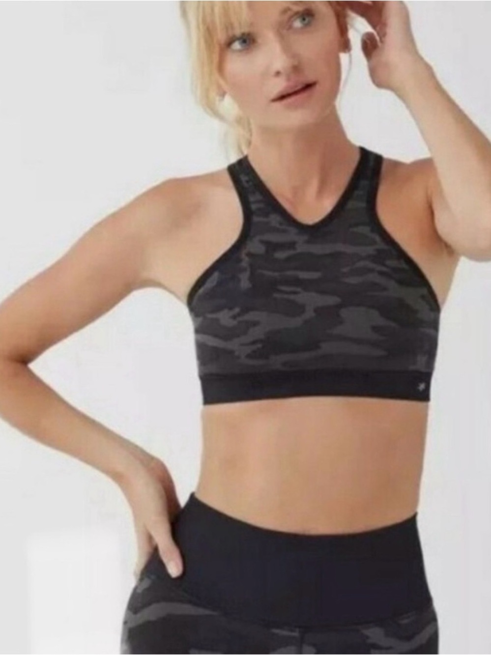 Splendid Dark Gray Camo High-Neck Sports Bra
